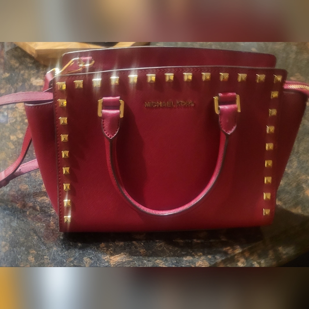 Michael Kors Red Studded Selma - Picture 2 of 6